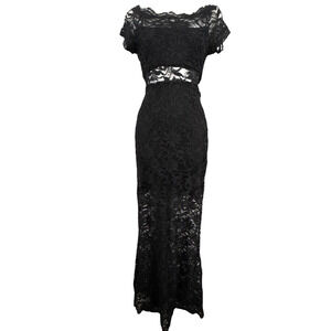 Morgan & Co All Lace Sheer Fit & Flare Mermaid Prom Formal Evening Dress 5 / 6